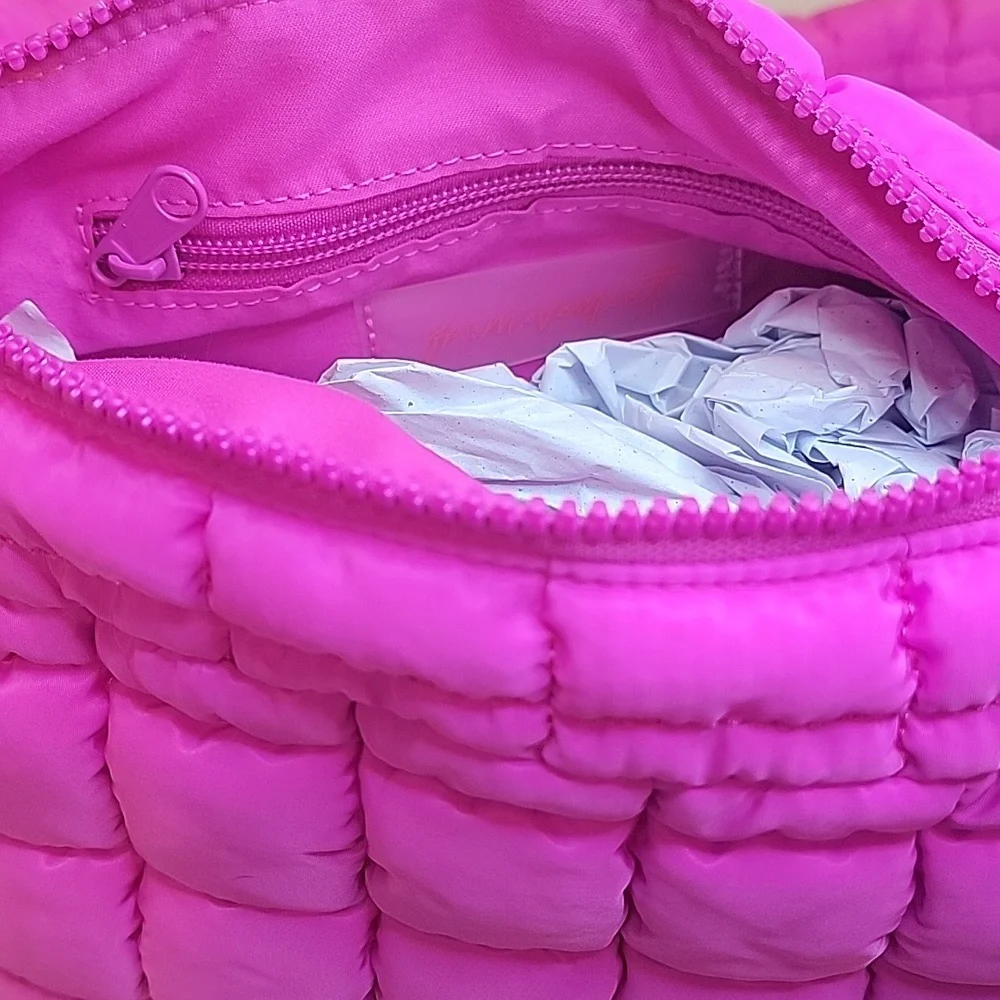 Free People Neon Candy Pink 🍭(Color Sold Out Online) Quilted Baby Carryall Bag - Picture 4 of 7